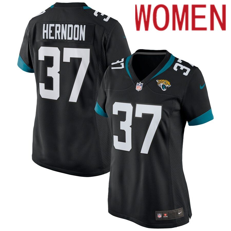 Women Jacksonville Jaguars #37 Tre Herndon Nike Black Game NFL Jersey